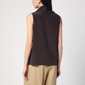PAROSH Sleeveless Cowl Neck Top Women BROWN T-Shirts & Tops